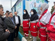 بازدید دکتر سید محسن صادقی استاندار زنجان از پست موقت تیم واکنش سریع خواهران و تیم توانا جمعیت هلال احمر زنجان مستقر در میدان بسیج زنجان 