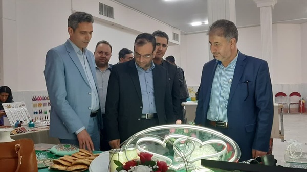 بازدید مهندس خلجی فرماندار شهرستان ابهر از غرفه های نمایشگاه مشاغل خانگی ابهر