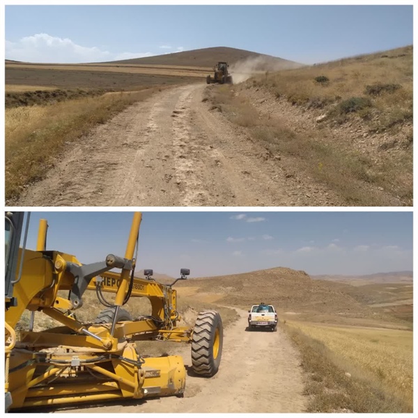عملیات تیغ زنی راه روستای سنگبین بخش زنجانرود