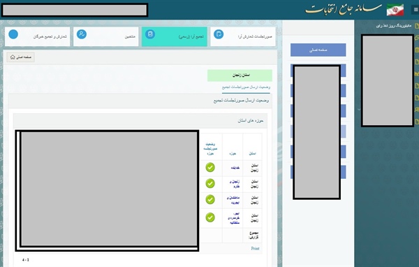 تجمیع آرا کلیه حوزه های اصلی و فرعی انتخابات توسط سامانه جامع انتخابات