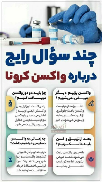 📸 چند سوال رایج درباره واکسن کرونا    👈پیام توسعه آبادی @P_T_Abadi