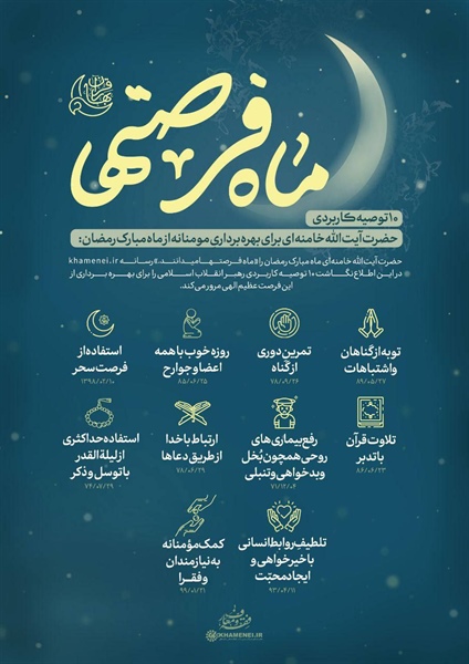 ۱۰ توصیه کاربردی رهبر انقلاب برای بهره‌برداری مومنانه از ماه مبارک رمضان