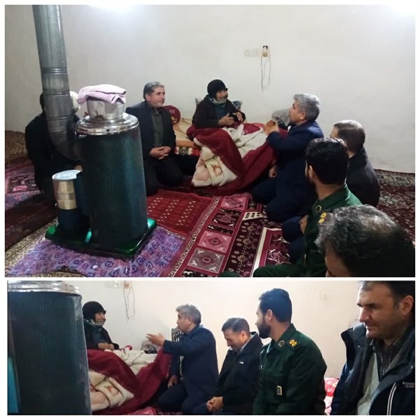 دیدار مهندس ستایش بخشدار محترم قره پشتلو با خانواده شهید بحری در روستای قبله بلاغی