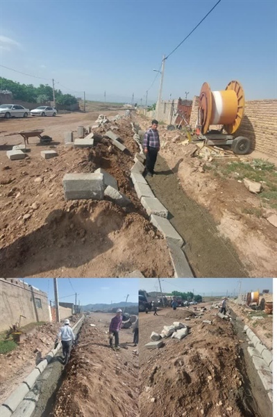 اجرای پروژه جدول گذاری بلوار سردار سلیمانی در روستای ویستان پایین