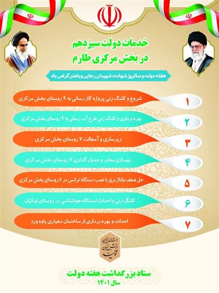 خدمات دولت سیزدهم در بخش مرکزی طارم