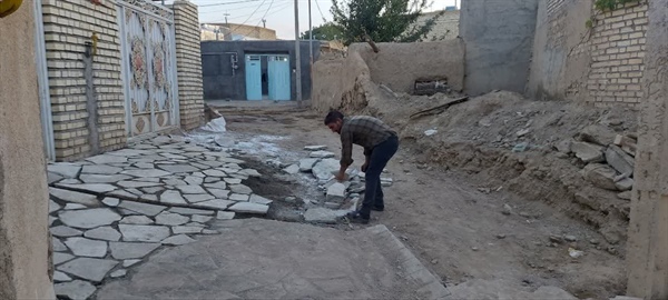 شروع پروژه سنگ فرش معابرروستای ارکویین