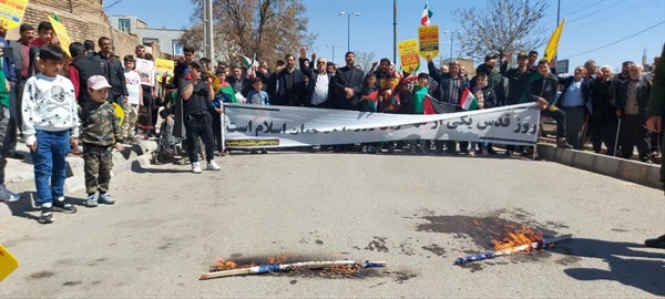 مراسم راهپیمایی باشکوه روز جهانی قدس با حضور آقای عبدی بخشدار محترم بخش حلب، مدیران و مسئولین محترم شهرستان ایجرود و بخش حلب و حضور گسترده مردم ولایتمدار بخش حلب.